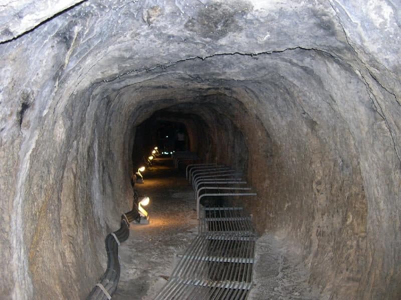 The entrance to the ancient Eupalinos Tunnel on Samos